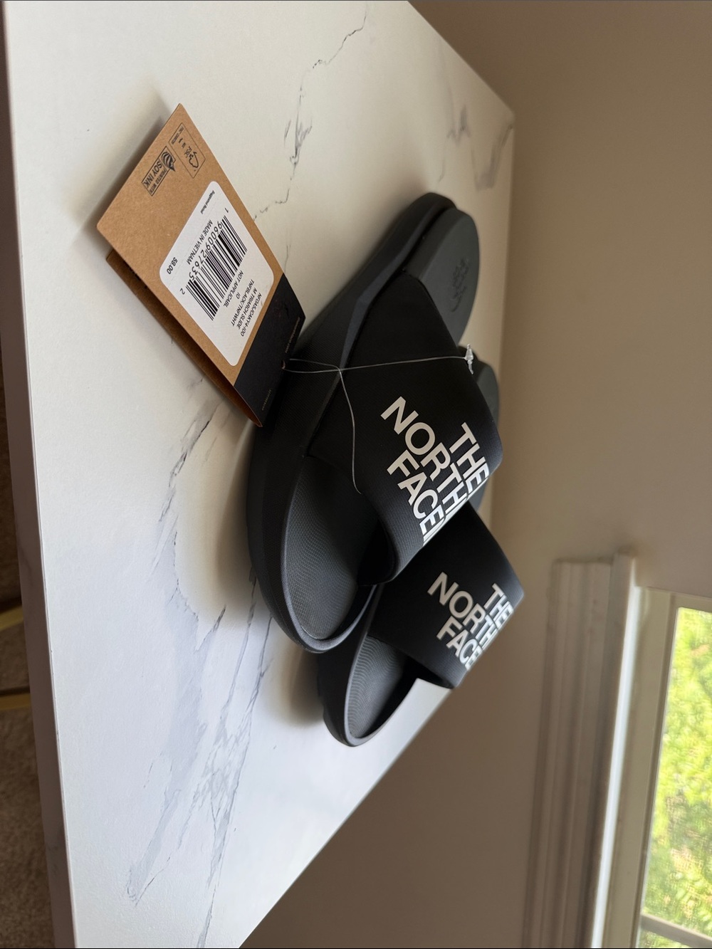 The North Face Black Slide Sandals with White Logo